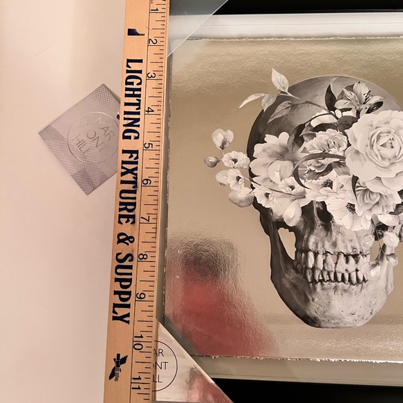 Marmont Hill silver skull with flowers framed art. NWT. - Picture 4 of 6